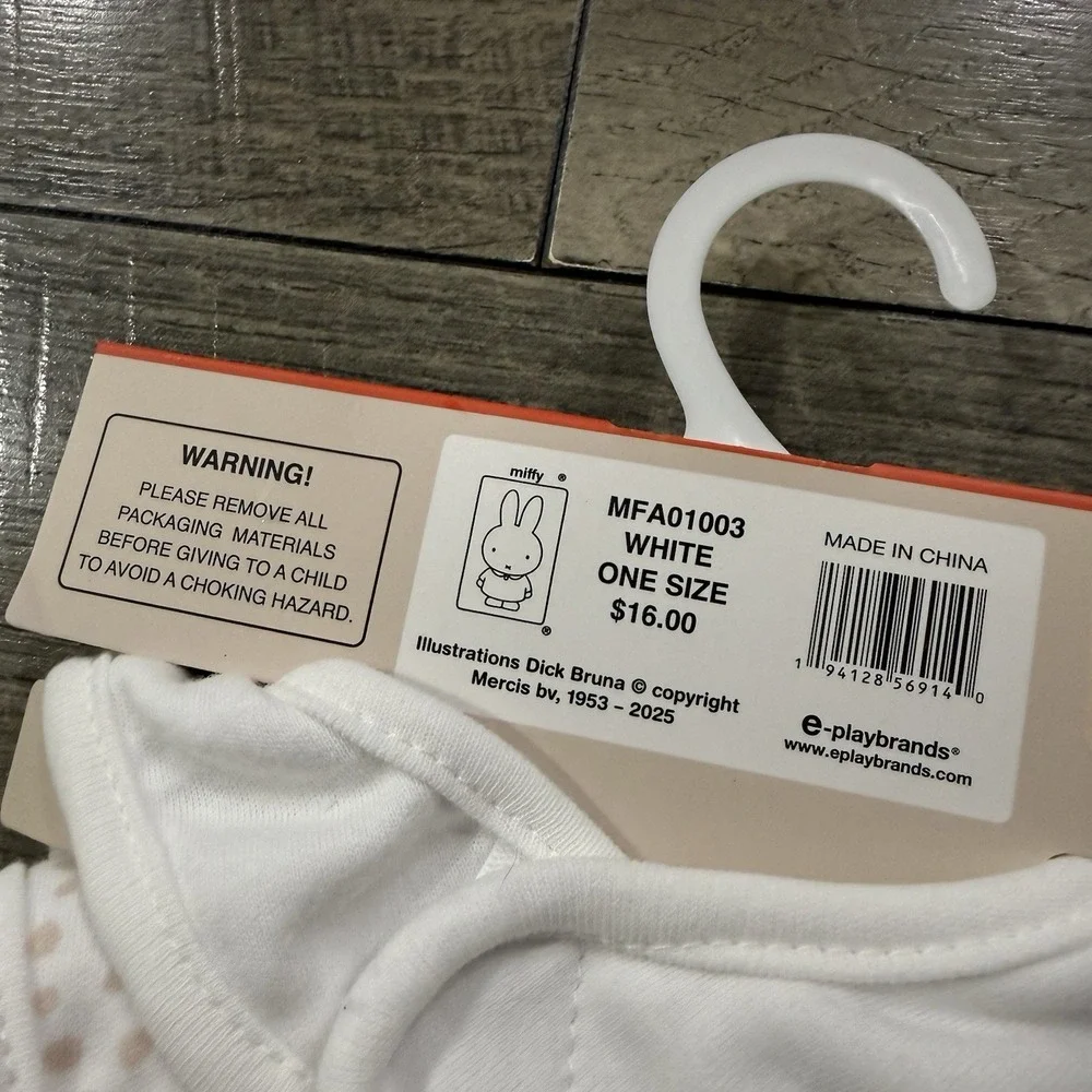 MIFFY Bunny Baby Bib Set 4 Pc Stripes White Beige Kawaii 0-9 Months One Size NWT